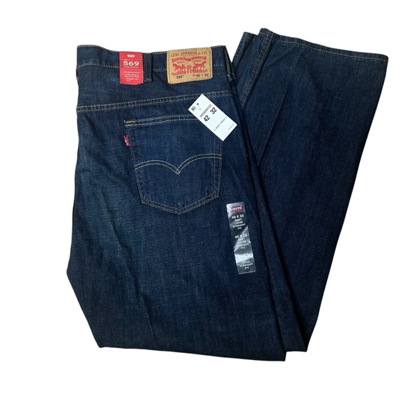 NWT Levi’s 569 Dark Denim loose Straight Jeans Men’s 42 x 32 - Picture 1 of 4